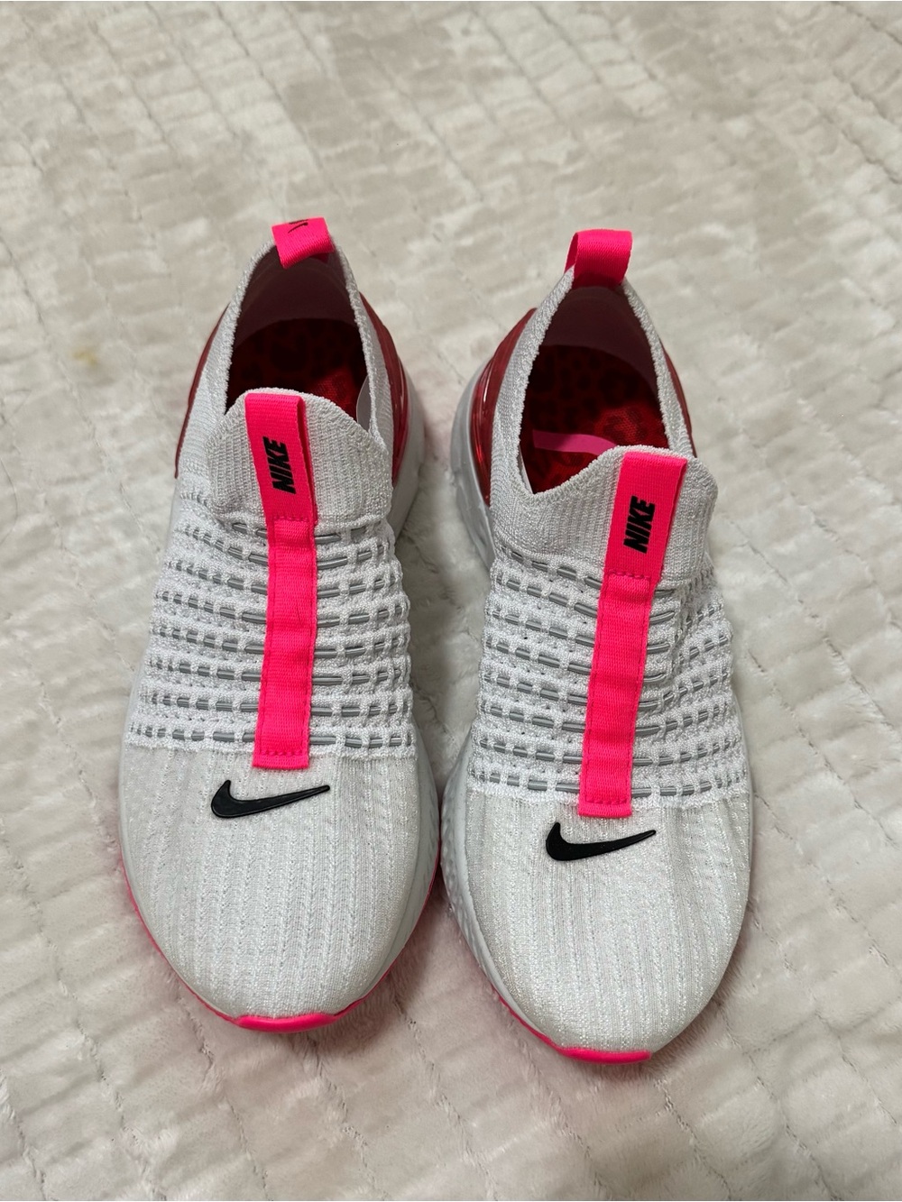 Nike Women's White & Hot Pink Slip-On Knit Sneakers